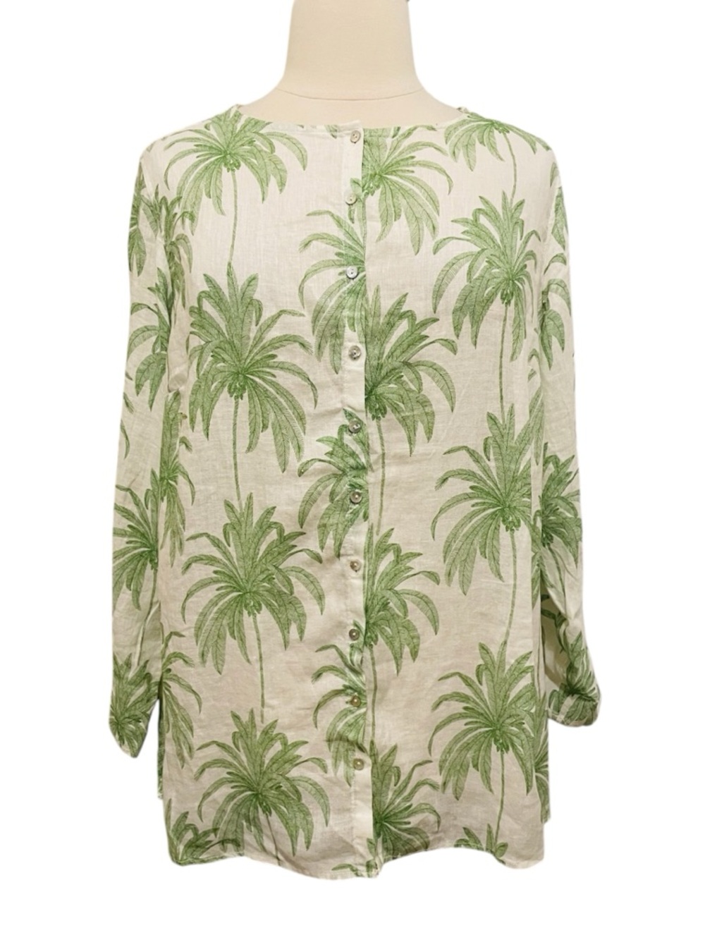 Tahari Linen Tropical Palm Print 2X